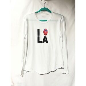 FIGS I Love LA Heart Long Sleeve Shirt Women's M White Medical Healthcare